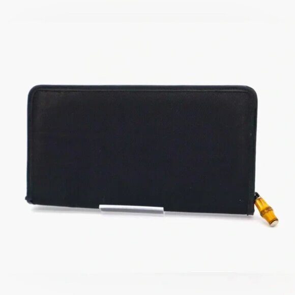 Gucci Handbags - GUCCI Black Nylon Bamboo Long Wallet Tom Ford Era RARE!